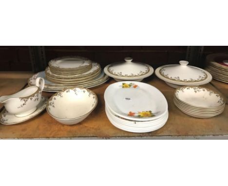 SHELF WITH PART DINNER SERVICE OF ROYAL DOULTON LYNNEWOOD PLUS OTHER PLATES