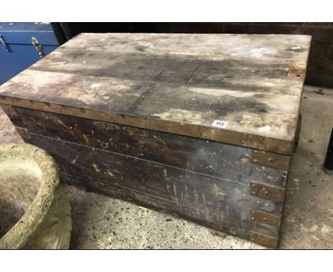 WOOD METAL BOUND TRUNK APPROX 36'' WIDE