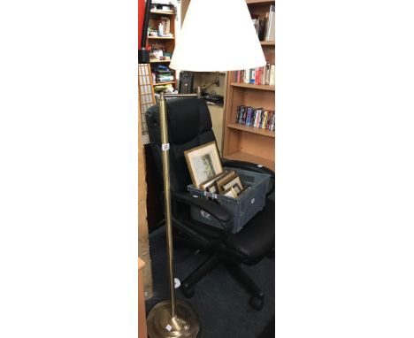 BRASS EFFECT STANDARD LAMP WITH SHADE