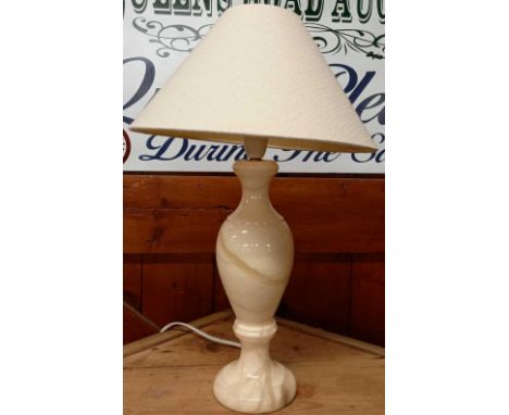WHITE MARBLE TABLE LAMP &amp; SHADE