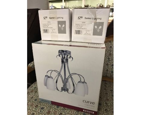BOXED CURVED 5 LIGHTING FITTING &amp; 2 BOXED SAMER LIGHTING
