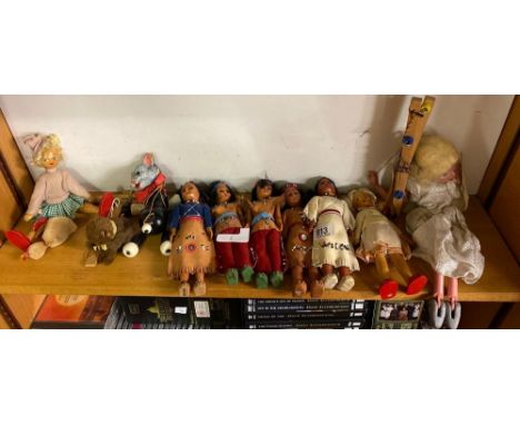 QTY OF PLASTIC INDIA SQUAW DOLLS &amp; A  PELHAM PUPPET