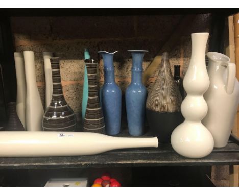 SHELF OR TALL STUDIO STYLE VASES, 1 VASE A/F