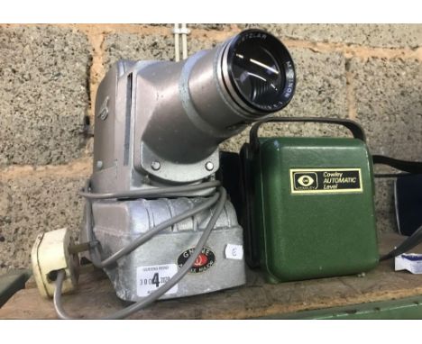 VINTAGE GNOME ALPHAX MAJOR SLIDE PROJECTOR &amp; A COWLEY AUTOMATIC LEVEL IN CASE