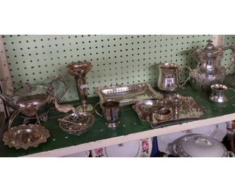 SHELF OF PLATED WARE