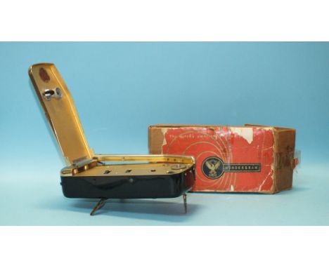 A "World's Smallest Record Player" Wondergram, by Baird and a Camp Bird product with folding legs and partial box, (2).