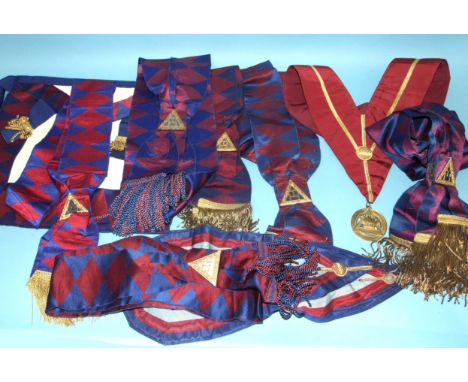 An HRA Past Principles collar and gilt metal jewel, a provincial sash, in good order, other sashes and regalia.