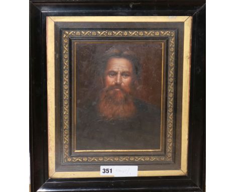 English School, oil on card, portrait of William Holman Hunt 23 x 18cm