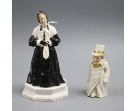 A Doulton figure 'Charleys Aunt' and a Worcester candle extinguisher