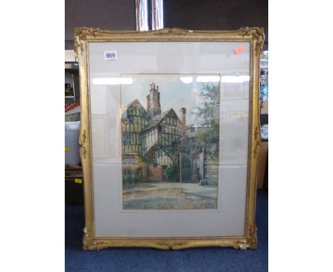 BUNINGTON, A., Manor House with open gate, watercolour, signed and dated 1914 lower right, 34cm x 24cm