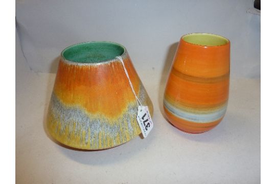 A Shelley Pottery Volcano Vase With Dripware Decoration And