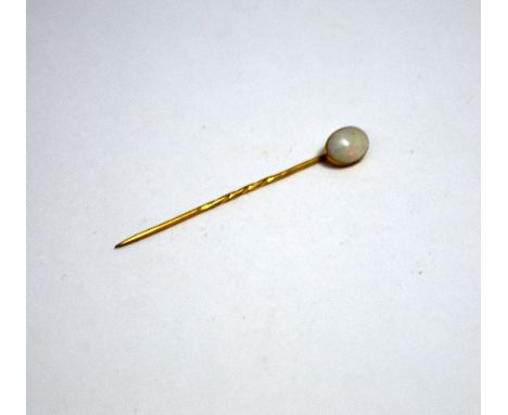 AN OPAL STICK PIN, stamped 9ct