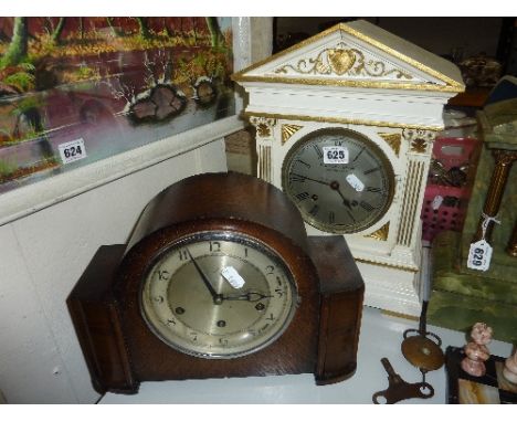 A P.C. MARSH & CO MANTLE CLOCK, and another (two pendulums and two keys)