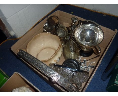 VARIOUS PLATED ITEMS, ceramic chamber pot etc