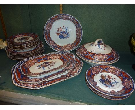 A MATCHED COPELAND & GARRETT AND SPODE NEWSTONE PART DINNER SERVICE, in Imari pattern 3248