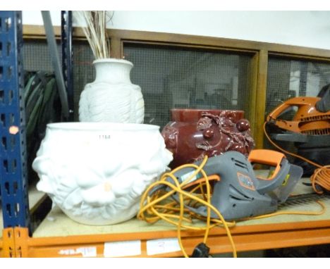 A CHALLENGE ELECTRIC HEDGE TRIMMER, and three various ceramic vases / bowls (4)