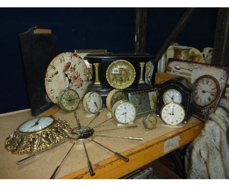 A QUANTITY OF VARIOUS ALARM MANTLE CLOCK, and wall clocks