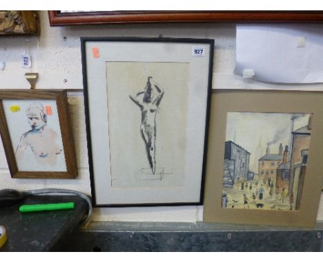 GRAHAM DEAN, 'Slight Nudes No.7', watercolour, signed lower left, 20.5cm x 14cm, Christopher Short, standing nude, pencil and