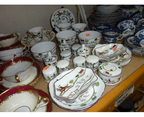 COALPORT 'HUNTING SCENES' TRINKETS AND CRUETS, (28)