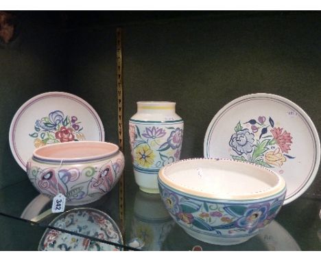 FIVE PIECES OF POOLE POTTERY