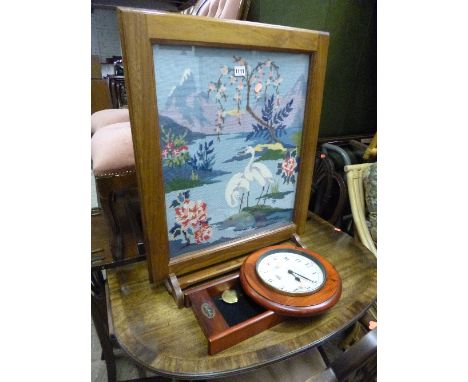 A MODERN FIRESCREEN, and wall clock (2)