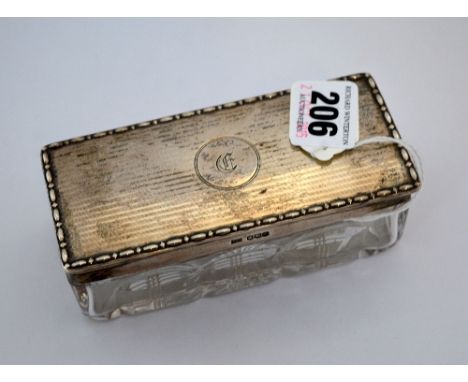 A SILVER TOPPED GLASS TRINKET BOX, hallmarks for London