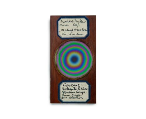A Fine Collection of Polariscope Selenite Magic Lantern Slides, English, c.1890, collection of 21 selenite images in black pa