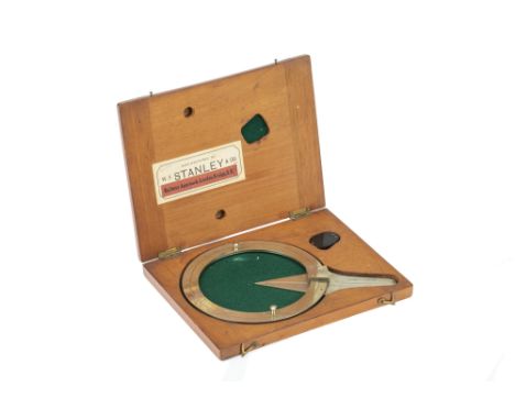 German Silver 6in Protractor, Stanley, English, c.1920, engraved 'STANLEY LONDON' with trade label to the inside of the case 