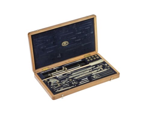 A Fine Set of Drawing Instruments by Richter, German, c.1950-60, precision instruments including mechanical parallel rule, me