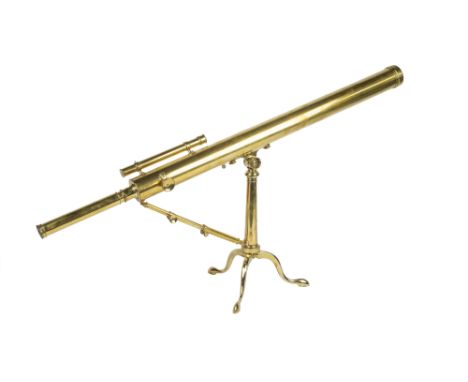 A Large 2 3/4in Brass Library Telescope, English, c.1840, engraved around the eyepiece 'CARY LONDON' the telescope with rack 