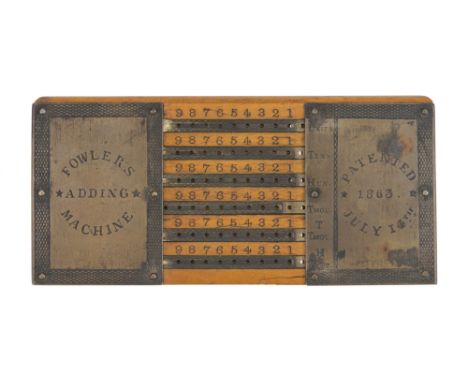 An Early Form of Fowlers Adding Machine or calculator , American, c.1863, engraved to the front 'FOWLERS ASSING MACHINE PATEN