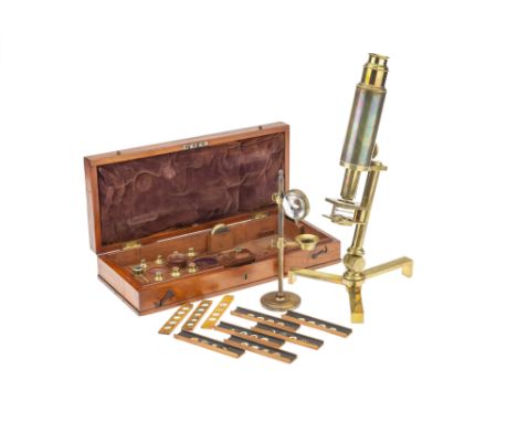 A Crichton 'Improved Compound Microscope', English, c. 1830, engraved to the foot 'Improved Compound Microscope by Crichton, 