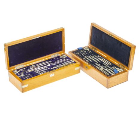 A Large Set of Drawing Instruments, Reeves &amp; Sons, English, c.1900, label to the back of the case and many instruments si