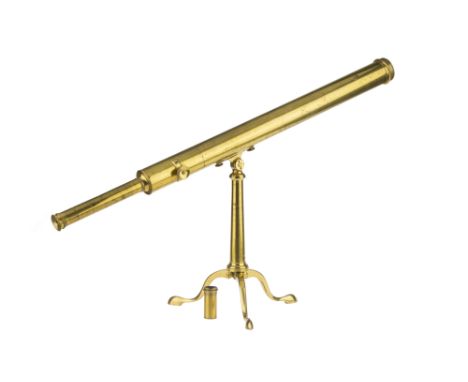 A 2in Library Brass Telescope, English, c.1860, unsigned but with a letter of instructions pasted to the inside of the case l
