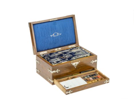 Stanley's 13inch Magazine Presentation Case of Drawing Instruments, English, Late victorian, stamped to the inside of the lid