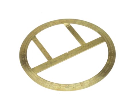 A Rare Irish Circular Protractor by Richard Spear Irish, c.1812-1814, in brass, hand engraved and divided to half a degree, t