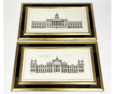 TROWBRIDGE GALLERY ARCHITECTURAL PRINTS, two, 56cm x 96cm, framed. (2) 