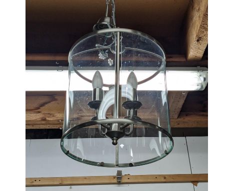 WALL LANTERN, polished metal and glass, four branch, 90cm drop approx. 
