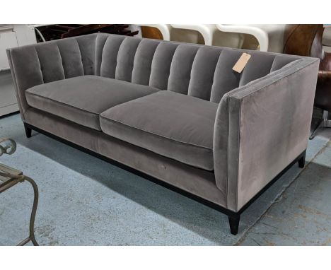 BESPOKE SOFA LONDON SOFA, dark grey velvet upholstered, 210cm x 90cm x 76cm. 