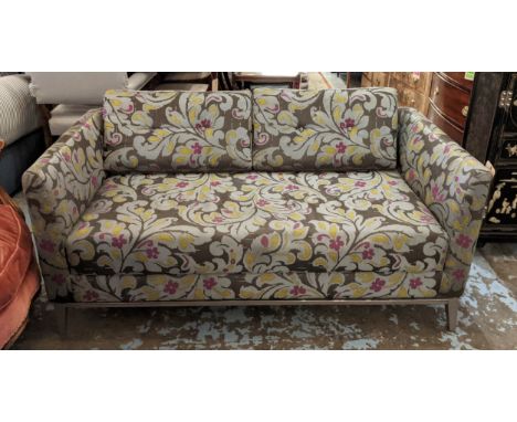 SOFA, foliate fabric upholstered finish, 147cm x 75cm x 75cm. 