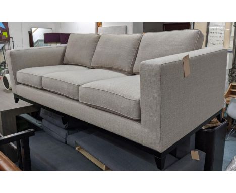 SOFA, contemporary design, oatmeal upholstered fabric finish, 230cm x 100cm x 75cm. 