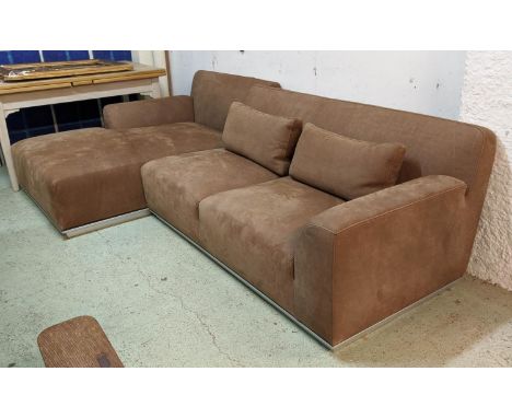 CORNER SOFA, 285cm x 165cm x 75cm, contemporary design, tan leather finish. 