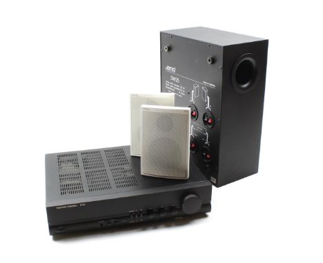 Harman Kardon HK 620 amplifier with remote control, Jamo SW 25 subwoofer and 2 Jamo S2 speakers