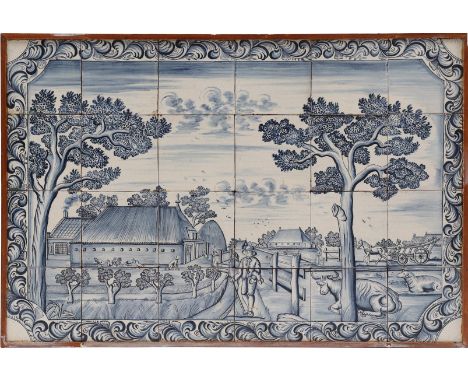 Tile tableau with an old Dutch landscape, 79x53 cm