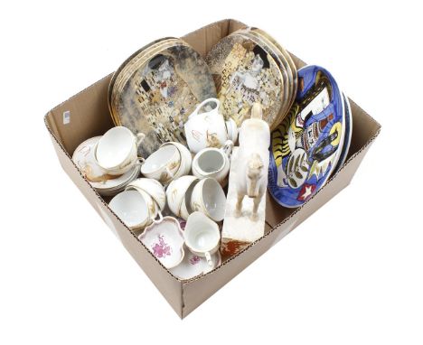 Box with Herend Hungary porcelain, Japanese porcelain crockery with dragon decor, 8 porcelain dishes from the Gustav Klimt se
