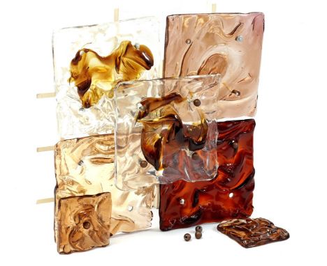 Tony Zuccheri (1936-2008)Patchwork wall lamp with glass squares, design Tony Zuccheri for Murano, Italy 1970s, 30x30 cm (kit,