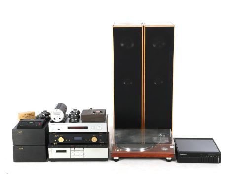 AVM Evolution M4 amplifiers and Evolution V2 amplifier, Meridian 508 20-bit CD player, Nakamichi LX-3 2 head cassette deck, X
