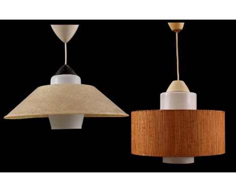 Louis Christiaan Kalff (1897-1976)Round fiberglass hanging lamp with opaline shade, attributed design Louis Kalff for Philips