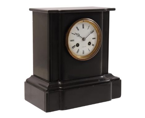 Table clock in black marble case, 25 cm high (no key)