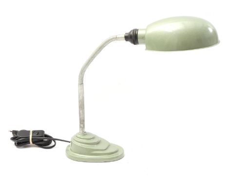 Metal green enamel desk lamp in Art Deco style, of later date, approx. 45 cm high